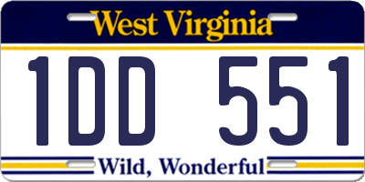 WV license plate 1DD551