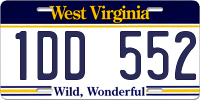 WV license plate 1DD552