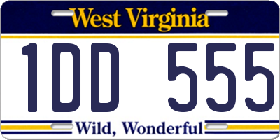 WV license plate 1DD555