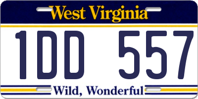 WV license plate 1DD557