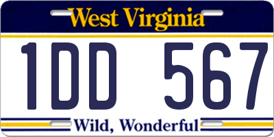 WV license plate 1DD567