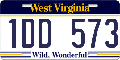 WV license plate 1DD573