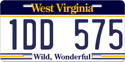 WV license plate 1DD575