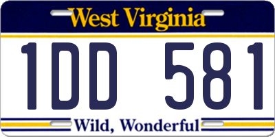 WV license plate 1DD581