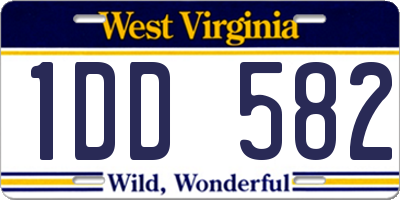 WV license plate 1DD582