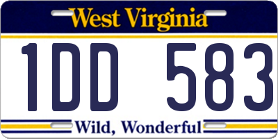 WV license plate 1DD583