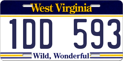 WV license plate 1DD593