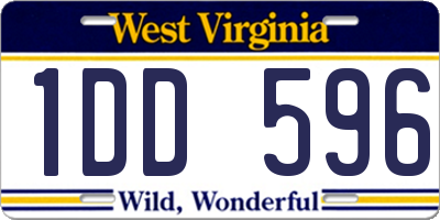 WV license plate 1DD596