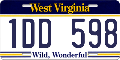 WV license plate 1DD598