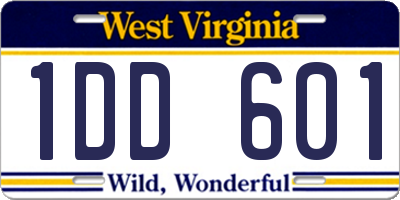WV license plate 1DD601