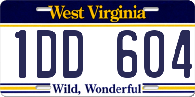 WV license plate 1DD604