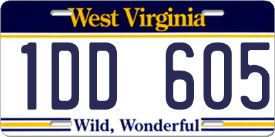 WV license plate 1DD605