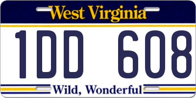 WV license plate 1DD608