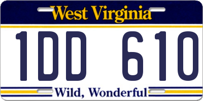 WV license plate 1DD610