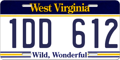 WV license plate 1DD612