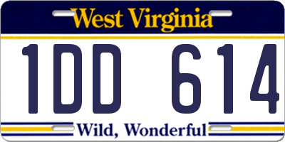 WV license plate 1DD614