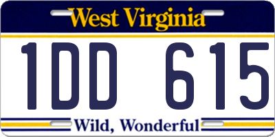 WV license plate 1DD615