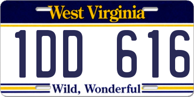 WV license plate 1DD616