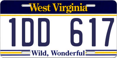 WV license plate 1DD617