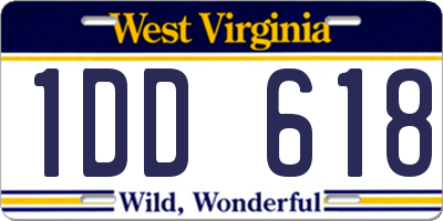 WV license plate 1DD618