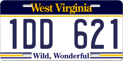 WV license plate 1DD621