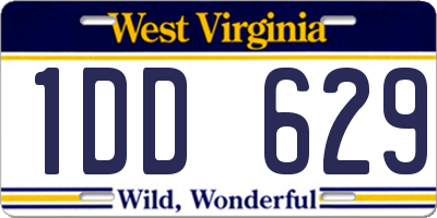 WV license plate 1DD629