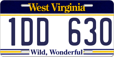 WV license plate 1DD630