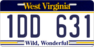 WV license plate 1DD631