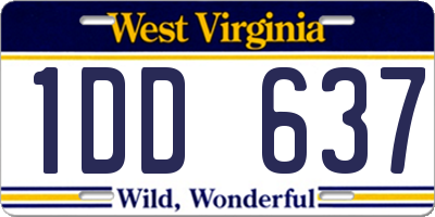 WV license plate 1DD637