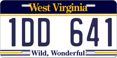 WV license plate 1DD641