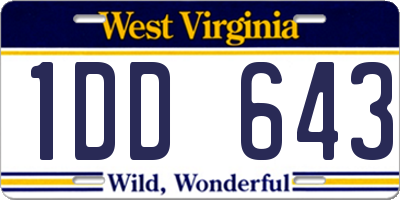 WV license plate 1DD643
