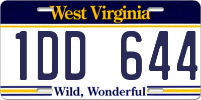 WV license plate 1DD644