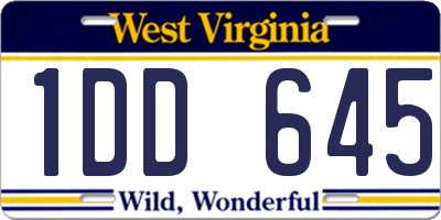 WV license plate 1DD645