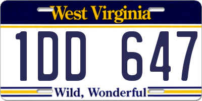 WV license plate 1DD647