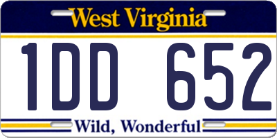 WV license plate 1DD652