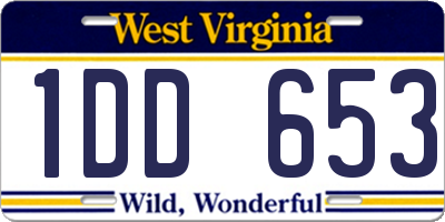 WV license plate 1DD653
