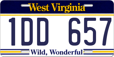 WV license plate 1DD657