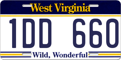 WV license plate 1DD660