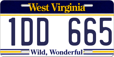 WV license plate 1DD665