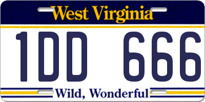 WV license plate 1DD666