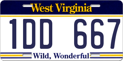 WV license plate 1DD667