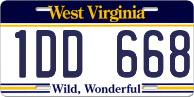 WV license plate 1DD668