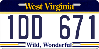 WV license plate 1DD671