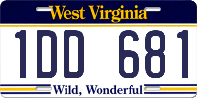 WV license plate 1DD681