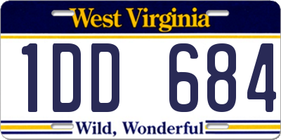 WV license plate 1DD684