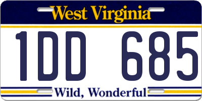WV license plate 1DD685