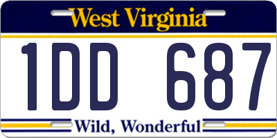 WV license plate 1DD687