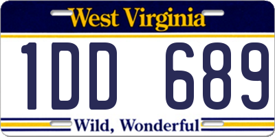 WV license plate 1DD689