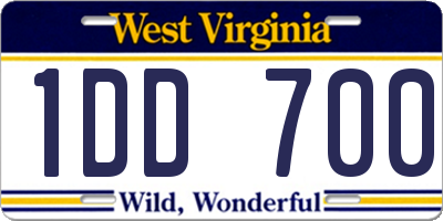 WV license plate 1DD700
