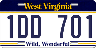 WV license plate 1DD701